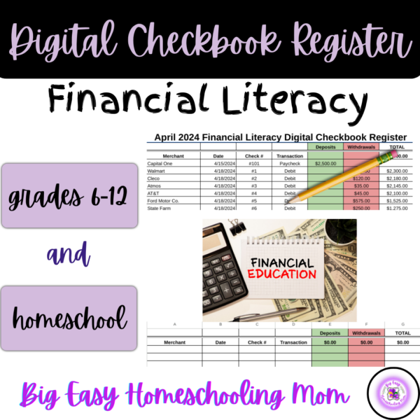 Financial Literacy: Digital Checkbook Register