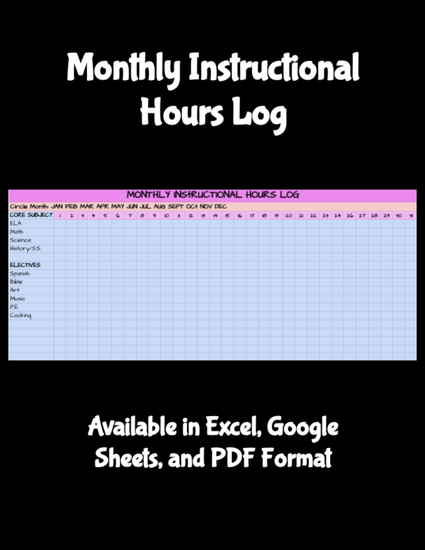 Monthly Instructional Hours Log