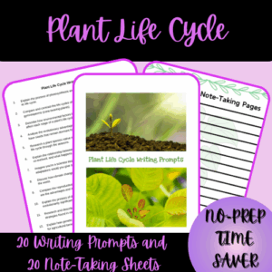 Thumbnail-Cover-20 Plant Life Cycle Wriiting Prompts & 20 Note-Taking-Sheets