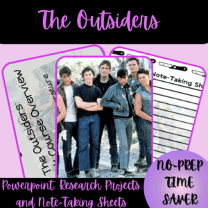 The Outsiders PowerPoints, Research Projects, and Note-Taking Sheets.z