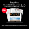 FREEBIE Reptiles Reading Passage, Q & A, and Note-Taking Sheets - Image 2