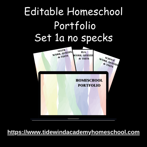 Editable Homeschool Portfolio Watercolor Set 1a