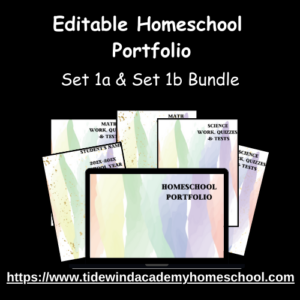 Editable Homeschool Portfolio Watercolor Sets 1a & 1b Bundle