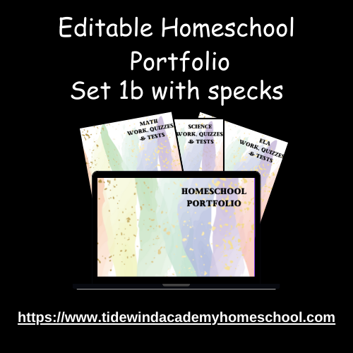Editable Homeschool Portfolio Watercolor Set 1b