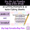 Cover Thumbnail Dia de Los Muertos Writing Prompts and Note-Taking Sheets