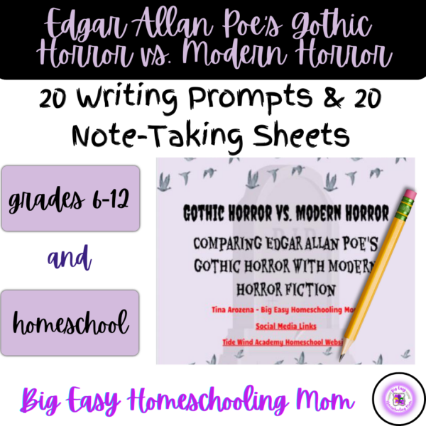 Edgar Allan Poe's Gothic Horror vs. Modern Horror Writing-Prompts-and-Note-Taking-Sheets