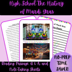 1-Thumbnail-Cover-High-School-The-History-of-Mardi-Gras-Reading-Passage-Q-A-and-Note-Taking-Sheets-.png