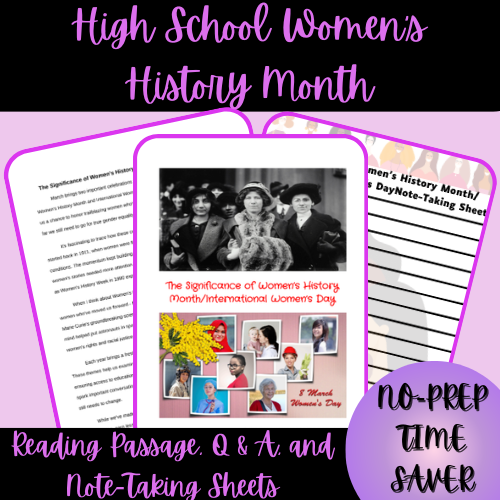 High School Women's History Month Reading Passage