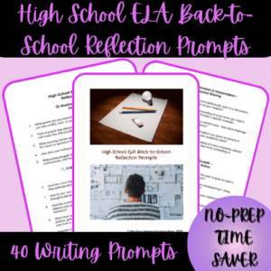 1 - Thumbnail Cover - High School ELA Back-to-School Reflection Prompts